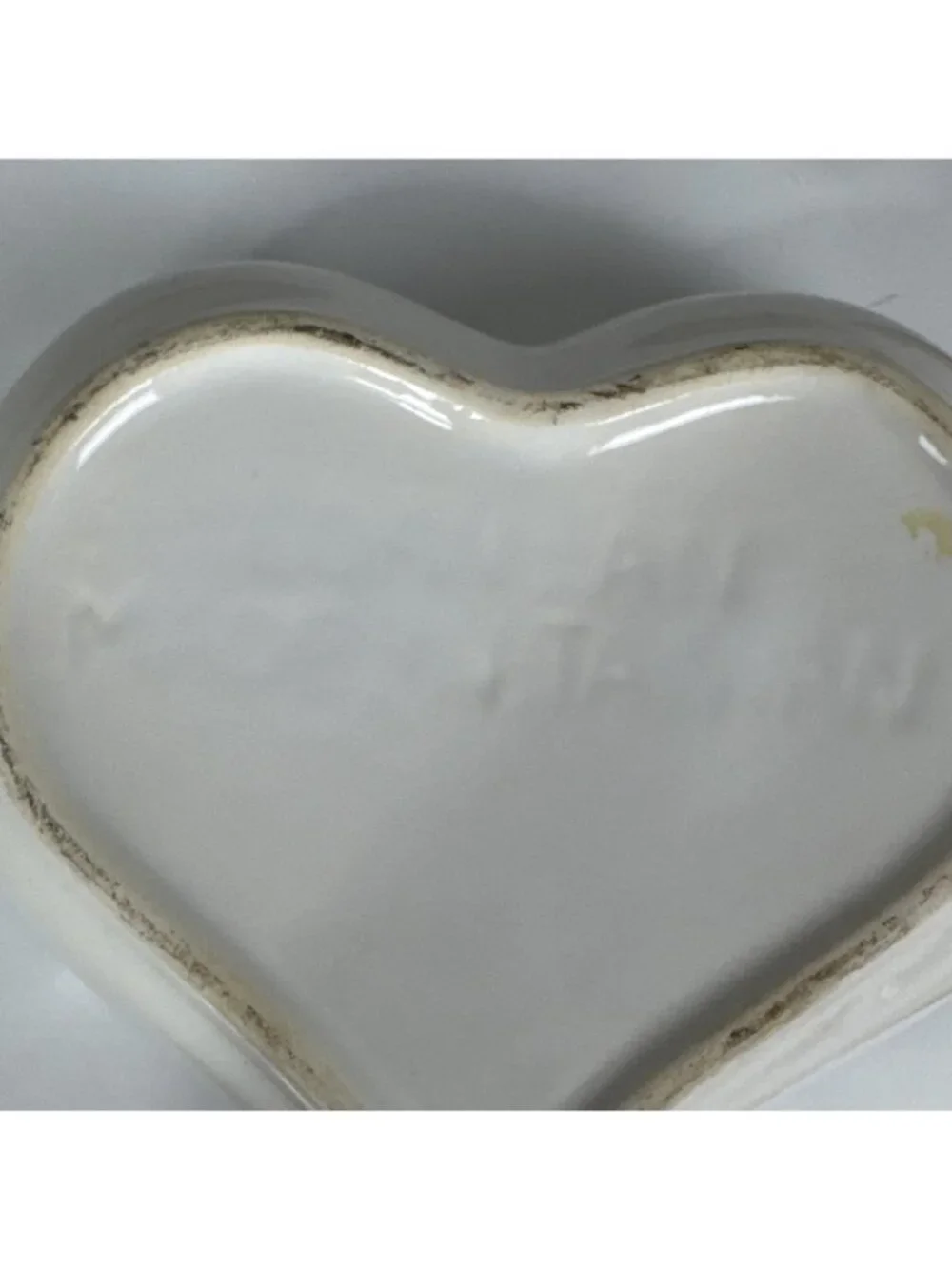 1990s Loan An Ceramic Heart Blue Spongeware 7.5